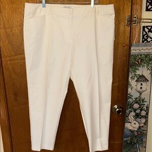 Off White Ankle-Length Slim-Fit Pants with Textured Fabric